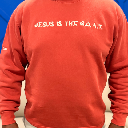 Jesus Is The G.O.A.T Embroidered Crewneck Unisex Sweatshirt