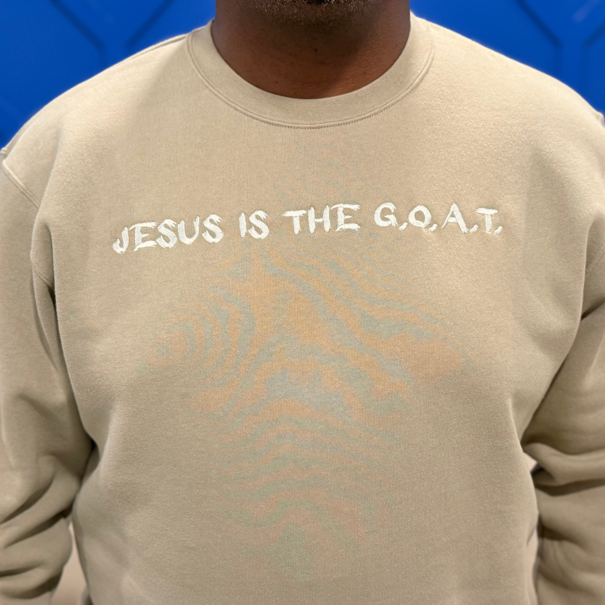 Jesus Is The G.O.A.T Embroidered Crewneck Unisex Sweatshirt