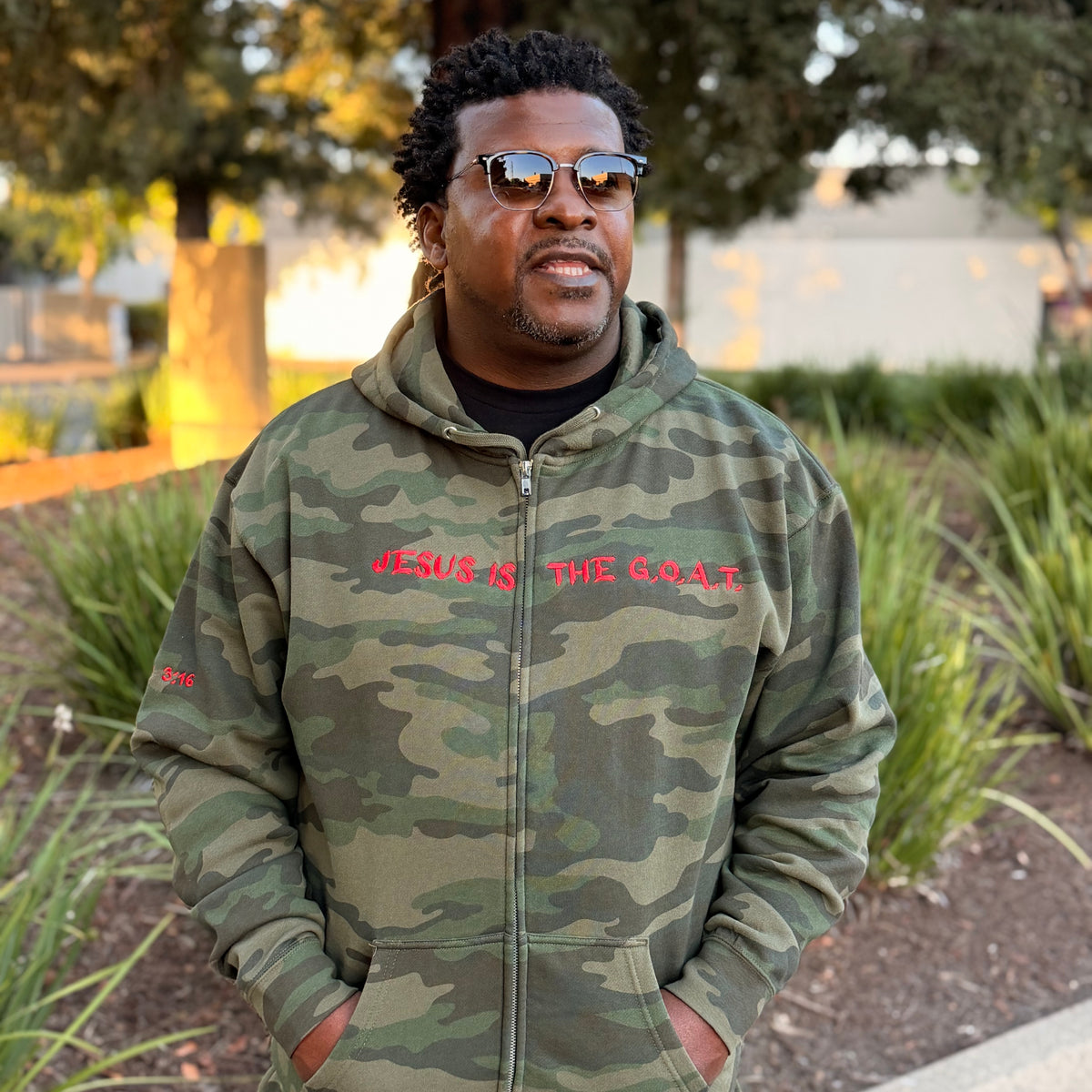 Jesus Is The G.O.A.T Embroidered Unisex Full Zip Hoodie