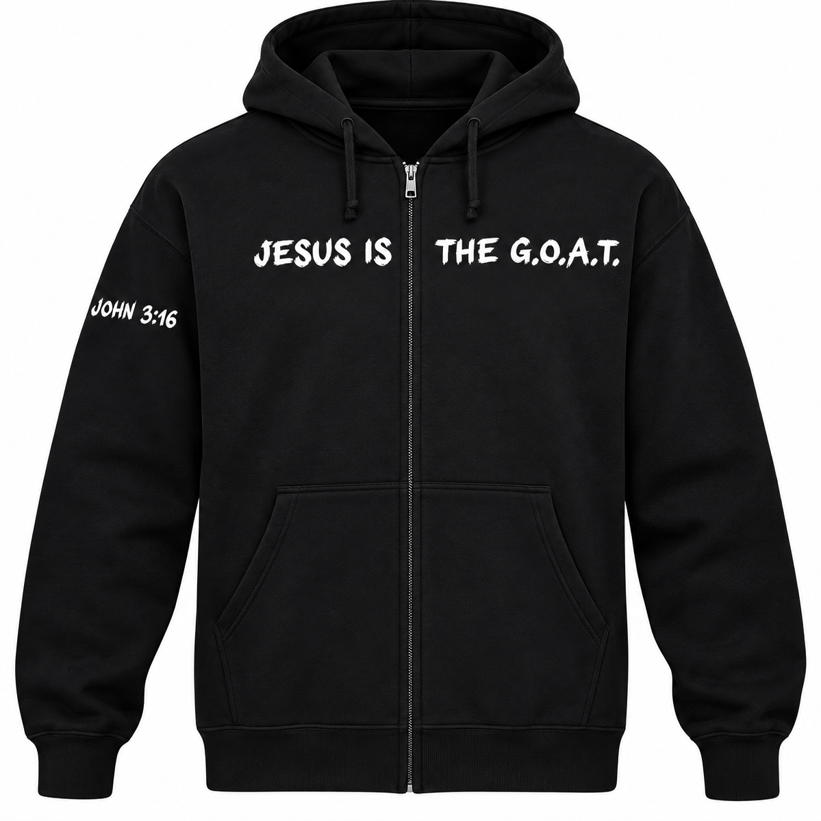 Jesus Is The G.O.A.T Embroidered Unisex Full Zip Hoodie