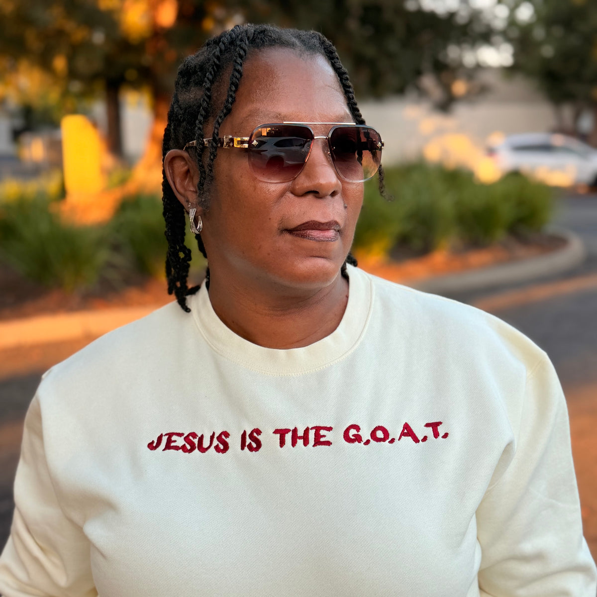 Jesus Is The G.O.A.T Embroidered Crewneck Unisex Sweatshirt