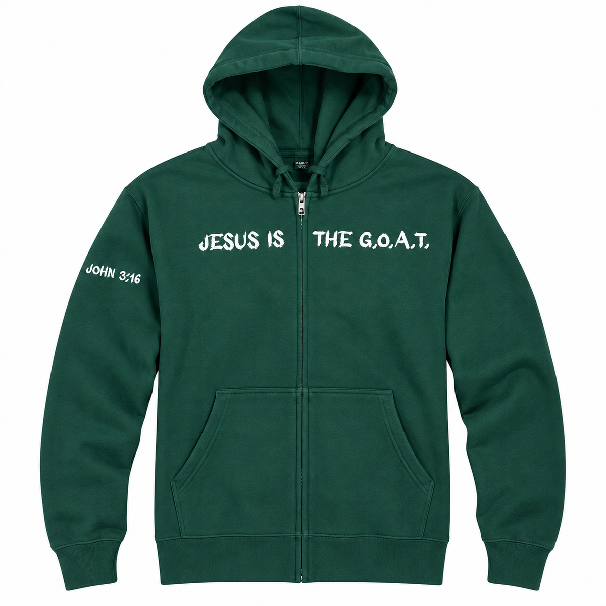 Jesus Is The G.O.A.T Embroidered Unisex Full Zip Hoodie
