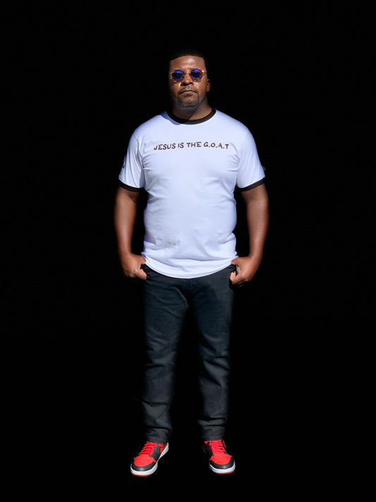 JESUS IS THE G.O.A.T Ringer Tee