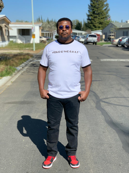 JESUS IS THE G.O.A.T Ringer Tee